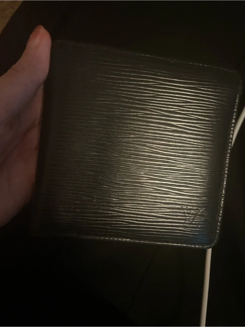 VINTAGE Louis Vuitton Black Textured Epi Leather Men's Bifold Wallet